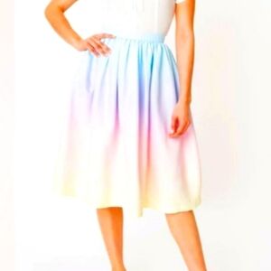 NWT Magnolia Park ombre pastel button zipper pockets skirt size S Easter